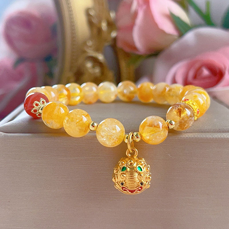 Tiger Head Bell Healing Energy Charm Bracelet